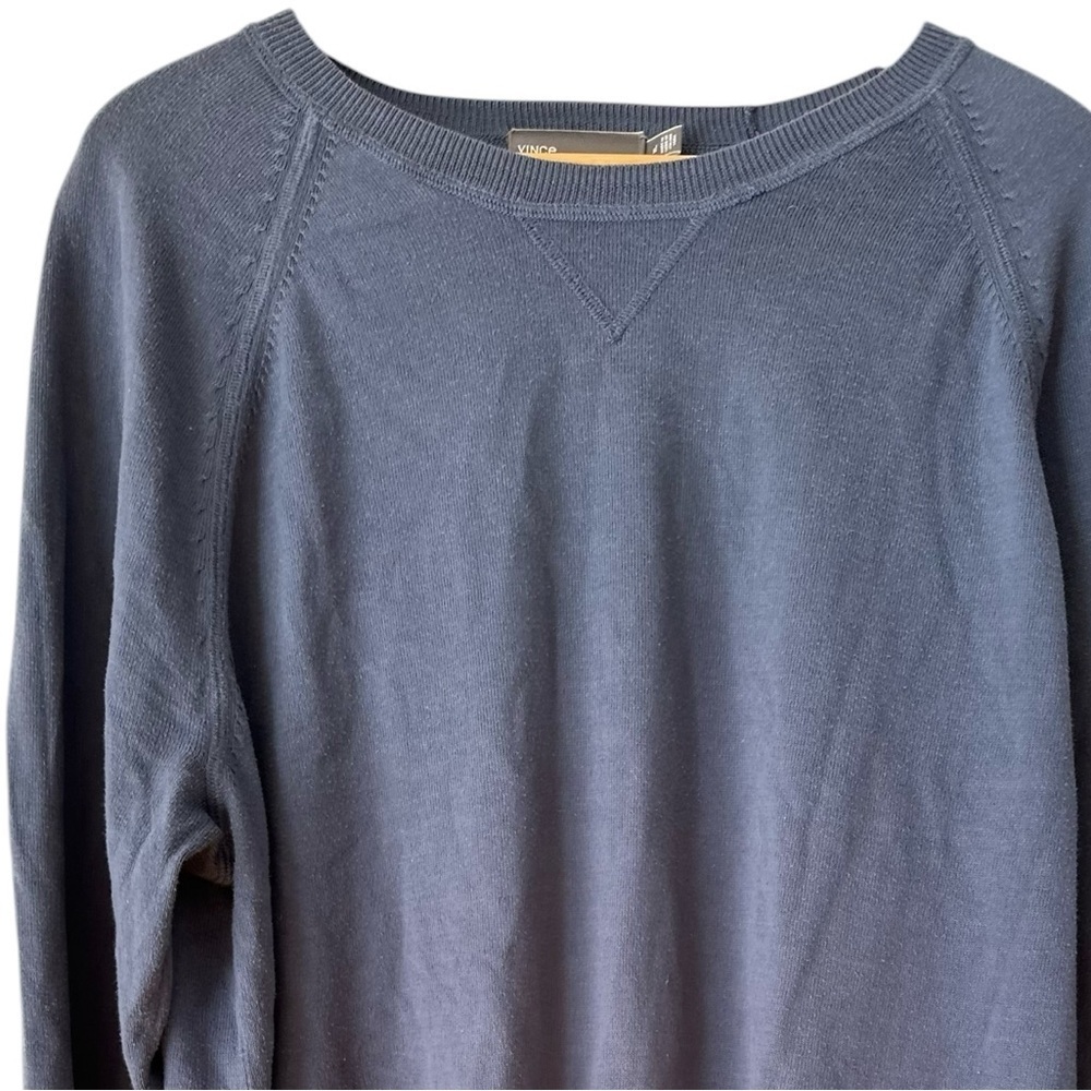 Vince Mens Raglan Sleeve Sweater Blue Crew Neck Cotton Lightweight - Picture 15 of 15